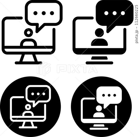 パソコン　チャット　アイコンセット 112660225