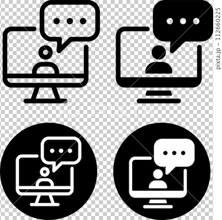 パソコン　チャット　アイコンセット 112660225