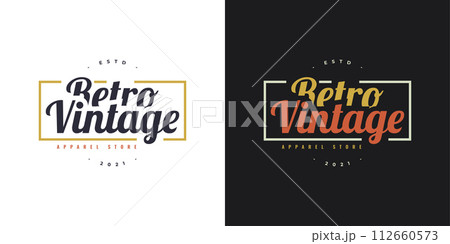 Set of Vintage and Retro Badge, Label, or Emblems for Apparel Store Logo, or Other Business. Retro Symbol for Cloth Set of Vintage and Retro Badge, Label, or Emblems for Apparel Store Logo, or Other Business. Retro Symbol for Cloth 112660573