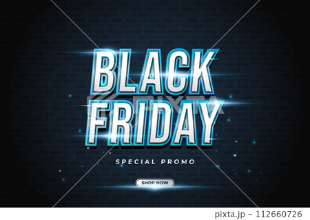 Black Friday Poster or Banner with Glowing Text Concept 112660726