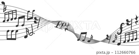 Music composition curved note staff. Melody sound 112660766