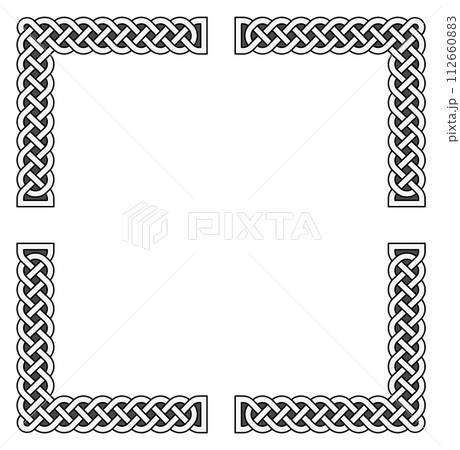 Celtic knot frame square. Decorative ornament border 112660883
