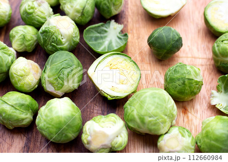 Fresh brussels sprouts. Organic vegetables Fresh brussels sprouts. Organic vegetables 112660984