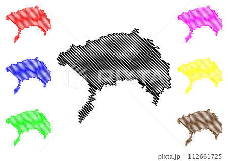 Lake Atitlan (Central America, Republic of Guatemala) map vector illustration, scribble sketch Atitlan map 112661725