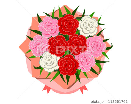 赤とピンクのカーネーションの花束 112661761