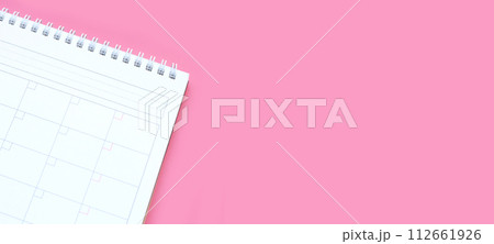 Calendar on pink background. Copy space Calendar on pink background. Copy space 112661926