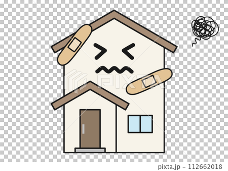 ダメージを受け困っている2階建の家 112662018