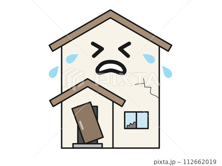 ダメージを受け泣いている二階建ての家 ダメージを受け泣いている二階建ての家 112662019