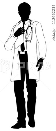 Doctor Man and Clipboard Medical Silhouette Person 112662235