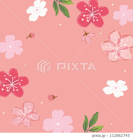 ピンク色の花の背景フレーム 112662743