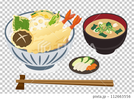 Donburi_Donburi_Tendon set meal (white background) 112663556