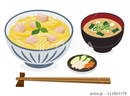 丼物_丼ぶり_親子丼定食（背景白） 112663776