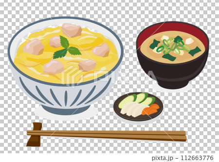 Donburi_Donburi_Oyakodon set meal (white background) 112663776