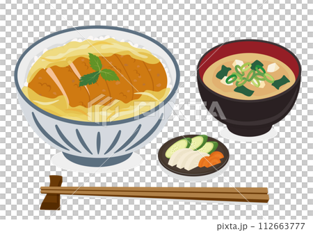 Donburi_Donburi_Katsudon set meal (white background) 112663777