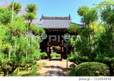 【京都】春の源光庵　円形の窓がユニークな山門 112664848