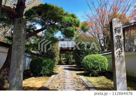 【京都】春の源光庵　参道と表門（総門） 112664876
