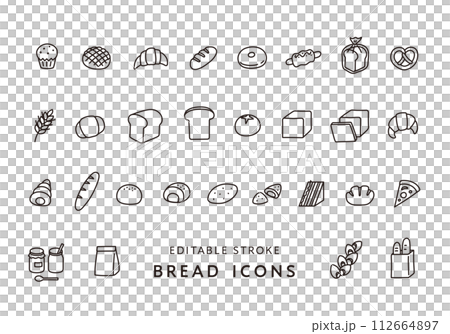 各種麵包圖示集（單色） 112664897