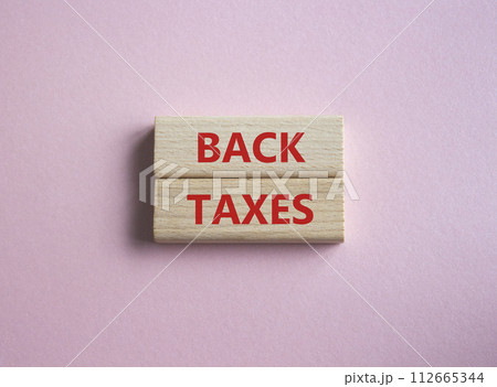 Back Taxes symbol. Concept word Back Taxes on wooden blocks. Beautiful pink background. Business and Back Taxes concept. Copy space Back Taxes symbol. Concept word Back Taxes on wooden blocks. Beautiful pink background. Business and Back Taxes concept. Copy space 112665344
