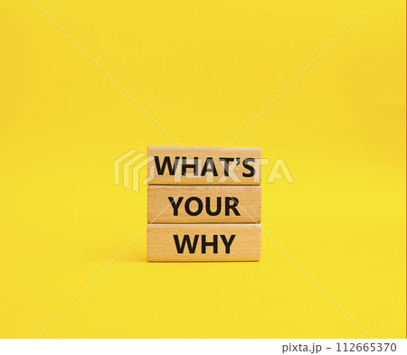 What is Your Why symbol. Concept words What is Your Why on wooden blocks. Beautiful yellow background. Business and What is Your Why concept. Copy space. 112665370