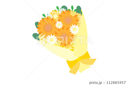 オレンジ色のガーベラの花束 112665957