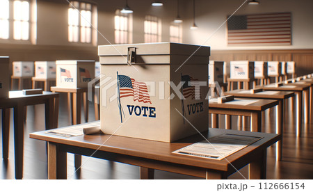 American Election Voting Background. Voting Booth with Ballot Box American Election Voting Background. Voting Booth with Ballot Box 112666154