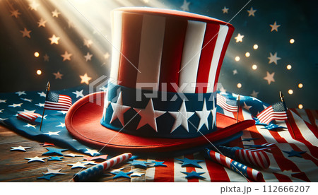 Uncle Sam Hat for Patriotic July 4th Celebration, USA Independence Day Sale 112666207