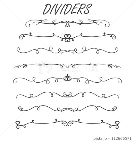 Thin line decoration dividers set,isolated on white background Thin line decoration dividers set,isolated on white background 112666571