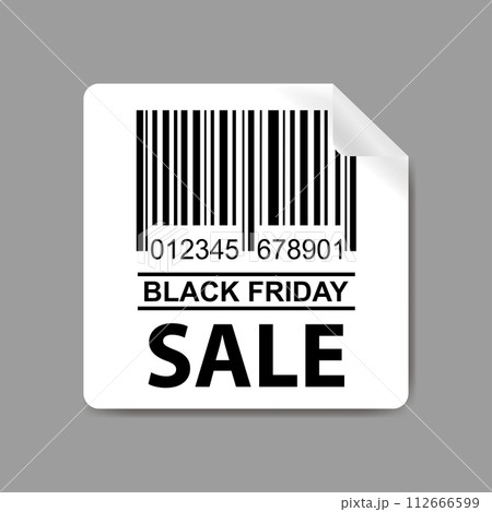 Label with Barcode icon and text sale,template for black friday 112666599