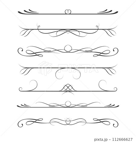 Set of calligraphic design elements- dividers,Thin line decoration objects Set of calligraphic design elements- dividers,Thin line decoration objects 112666627