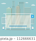 Empty Modern public transport stop,urban landscape on background 112666631