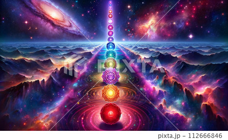 宇宙空間に連なるチャクラの列 112666846