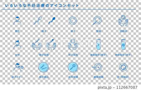Simple icon set of various infertility treatments, vector 112667087