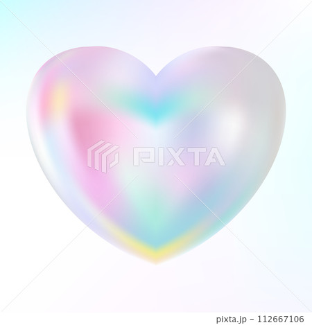 Holographic mother-of-pearl heart. Opal heart shape. Magic love talisman. 112667106