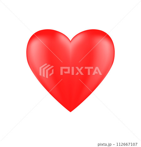 Red realistic heart icon on white background. 3d vector illustration. 112667107