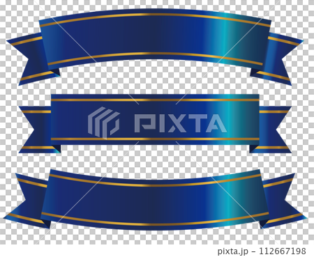 Set of shiny ribbons blue 112667198