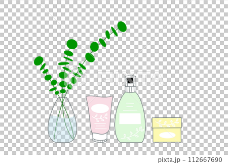 Postcard of houseplants and skin care products Postcard of houseplants and skin care products 112667690