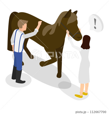 3D Isometric Flat Vector Illustration of Farm Veterinary Doctor, Health Check. Item 1 112667700