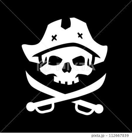 Sea pirate skull, logo, symbol. Sea pirate skull, logo, symbol. 112667839