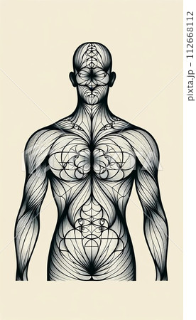 理想黄金比人体モノトーンイラスト 112668112
