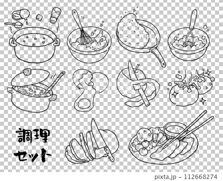 cooking set line drawing 112668274