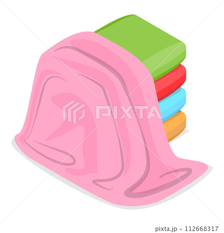 3D Isometric Flat Vector Set of Towels, Bathroom Textile. Item 2 112668317