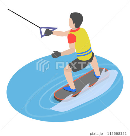 3D Isometric Flat Vector Illustration of Extreme Water Sports, Summer Beach Activities. Item 1 112668331