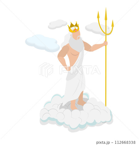 3D Isometric Flat Vector Illustration of Ancient Mythology Heroes, Zeus, Poseidon and Hades. Item 2 112668338