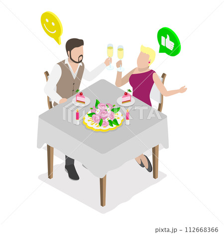 3D Isometric Flat Vector Illustration of Romantic Dating, Sparetime of Loving People. Item 2 112668366