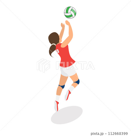 3D Isometric Flat Vector Set of Volleyball Players, Team Sports Game. Item 4 112668399