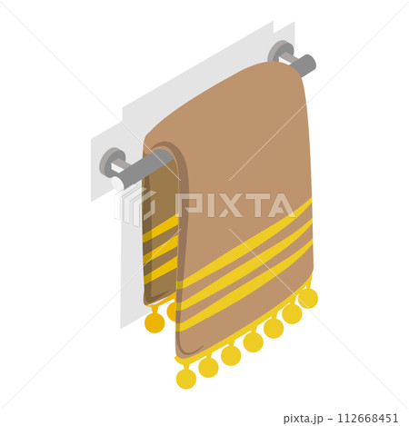 3D Isometric Flat Vector Set of Towels, Bathroom Textile. Item 1 3D Isometric Flat Vector Set of Towels, Bathroom Textile. Item 1 112668451