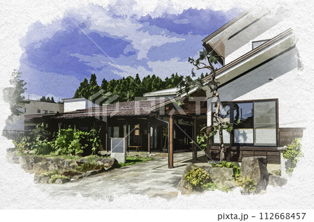 水彩画風　飯山　高橋まゆみ人形館　長野県飯山市 112668457