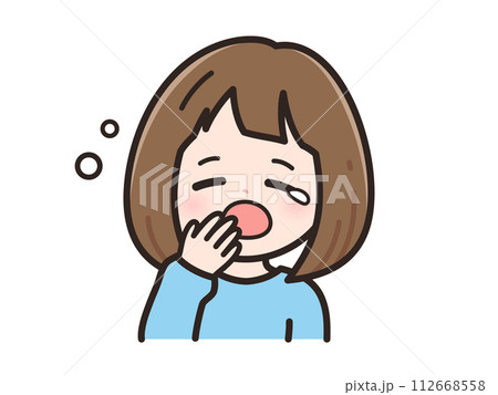 眠いの若い女性のイラスト 112668558