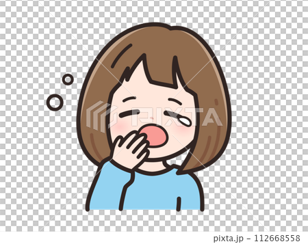 眠いの若い女性のイラスト 112668558