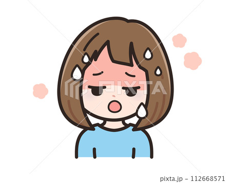 暑いの若い女性のイラスト 暑いの若い女性のイラスト 112668571